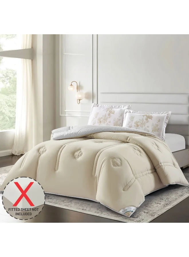 دوناتيلا طقم لحاف سرير، مقاس كينغ 260×240 سم – طقم سرير مبطن بطباعة رقمية مكوّن من 3 قطع، مصنوع من قماش مايكروفايبر – 1 لحاف و2 كيس مخدة شام.